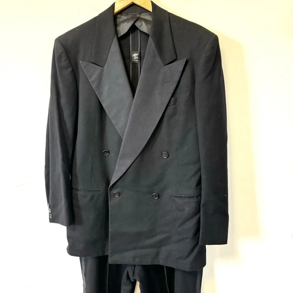 Vintage After Six Rudofker Wool Tuxedo Double Breasted Suit 1950s Mens 42‎ 44 33